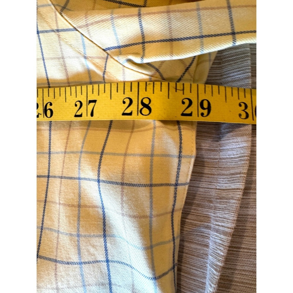 L.L. Bean 2XL Tall Button Down Shirt Short Sleeve Yellow Plaid Wrinkle Resistant - Picture 7 of 9